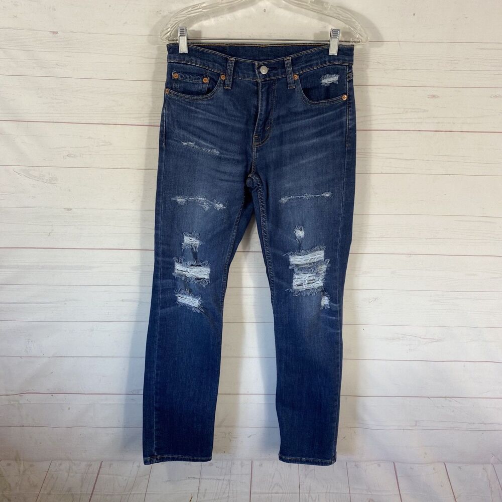 Levi's Mens 511 Slim Fit Distressed Jeans Size 28 Blue Stretch Actual-28x28